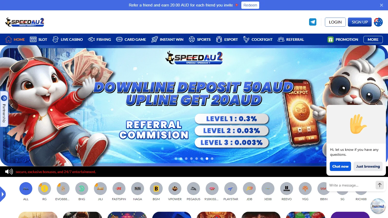 Speedau2 Casino desktop home view for Australian players